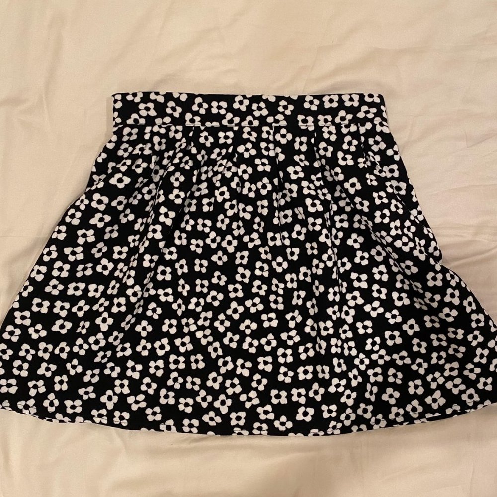 Black and white floral skirt